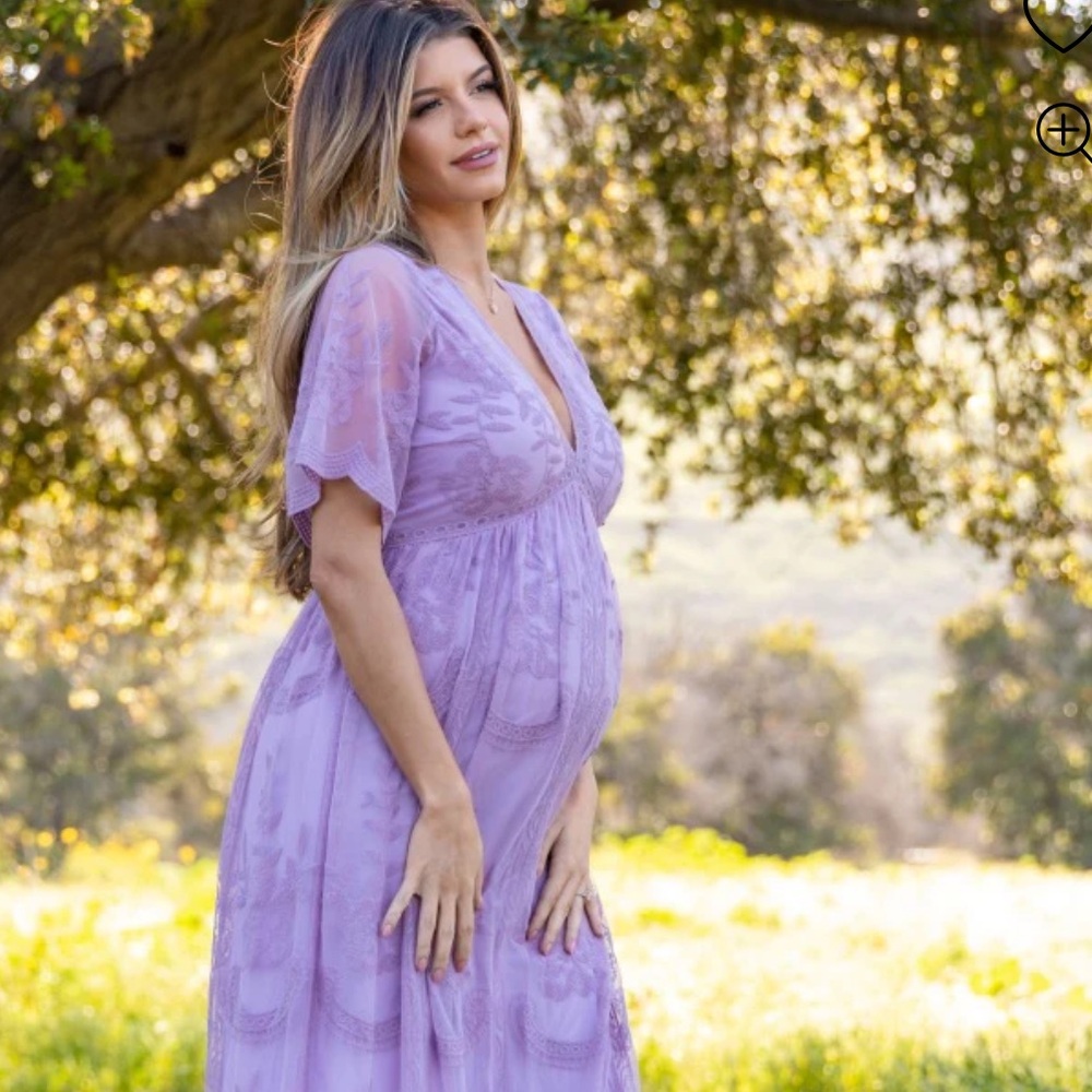 PinkBlush Lavender Lace Maternity Maxi Dress